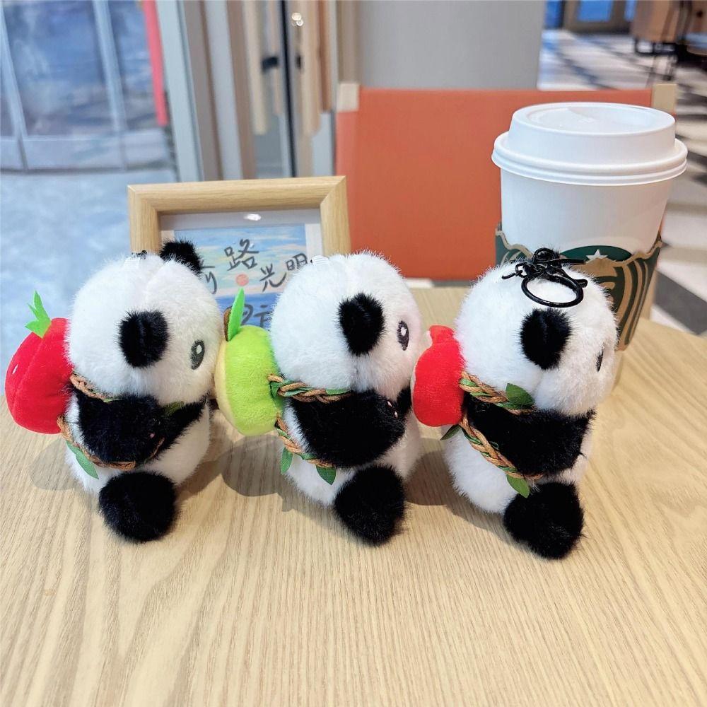 Flower Cartoon Panda Pendant Cute Key Ring Plush Panda Key Chain  School Bag Pendant