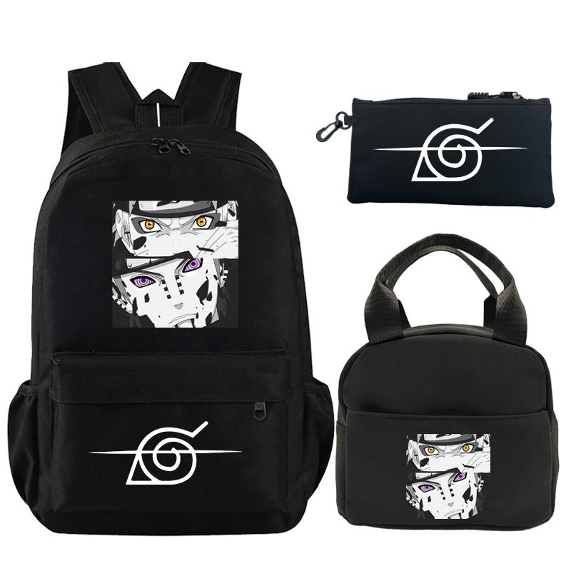 3 шт./компл. рюкзак аниме Наруто с принтом книжная сумка с сумкой для обеда пенал подростковый детский школьный рюкзак для девочек и мальчиков