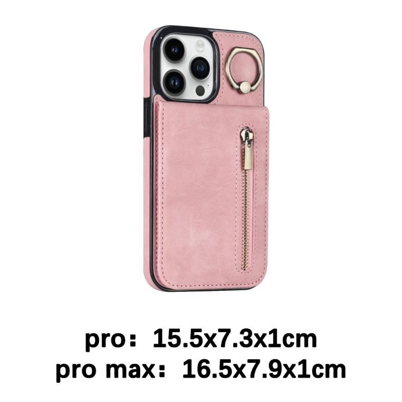 Чехол для серии Phone16 с кольцом-подставкой, держателем для карт и подставкой, кожаный кошелек