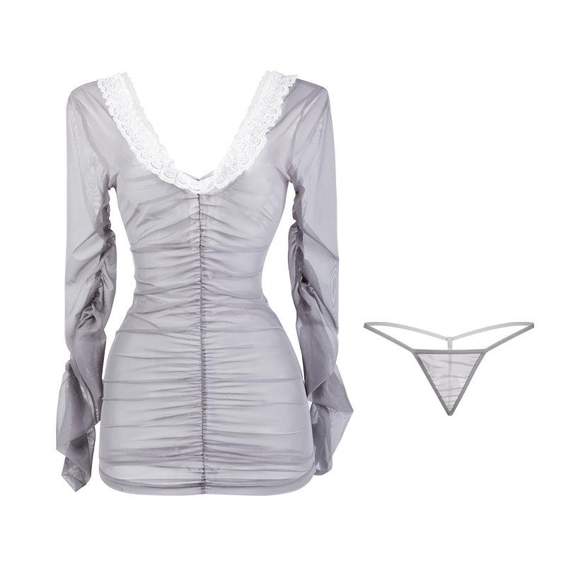 Sexy lingerie sexy couple fun hollowed lace hip skirt uniform seduction suit women