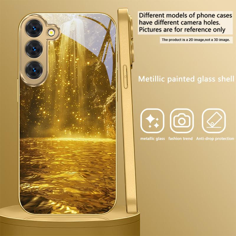 Великолепные пейзажи Для Samsung Galaxy S26 S20 FE S21 S22 S23 Plus S24 Ultra S25Ultra S21+ S22Plus Золотой стеклянный чехол для телефона