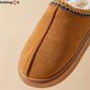Solid Color Faux Deerskin Velvet Splicing Home Slippers Thick Bottom Non-slip Lightweight Warm Cotton Slippers Female