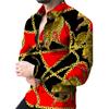 3D Long-sleeved Chain Printed Shirt, Men's Casual Color-blocking Party Shirt