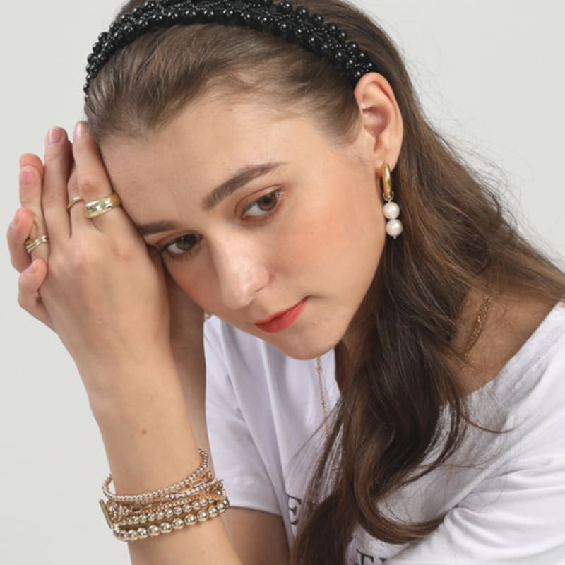 LALA Жемчужная повязка для волос - ЧЕРНАЯ