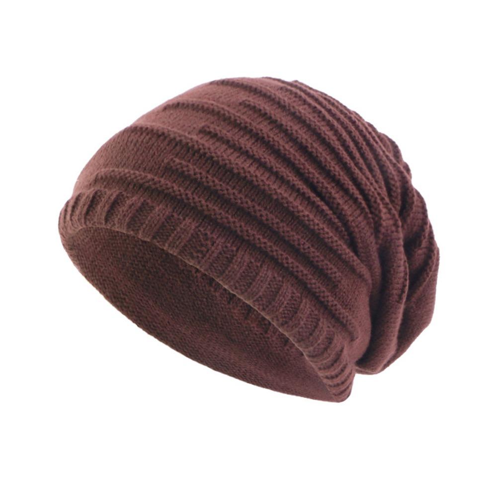 Stripe Knit Texture Knit Slouch Hat Solid Color Unisex Beanie Cap New Slouchy Beanie