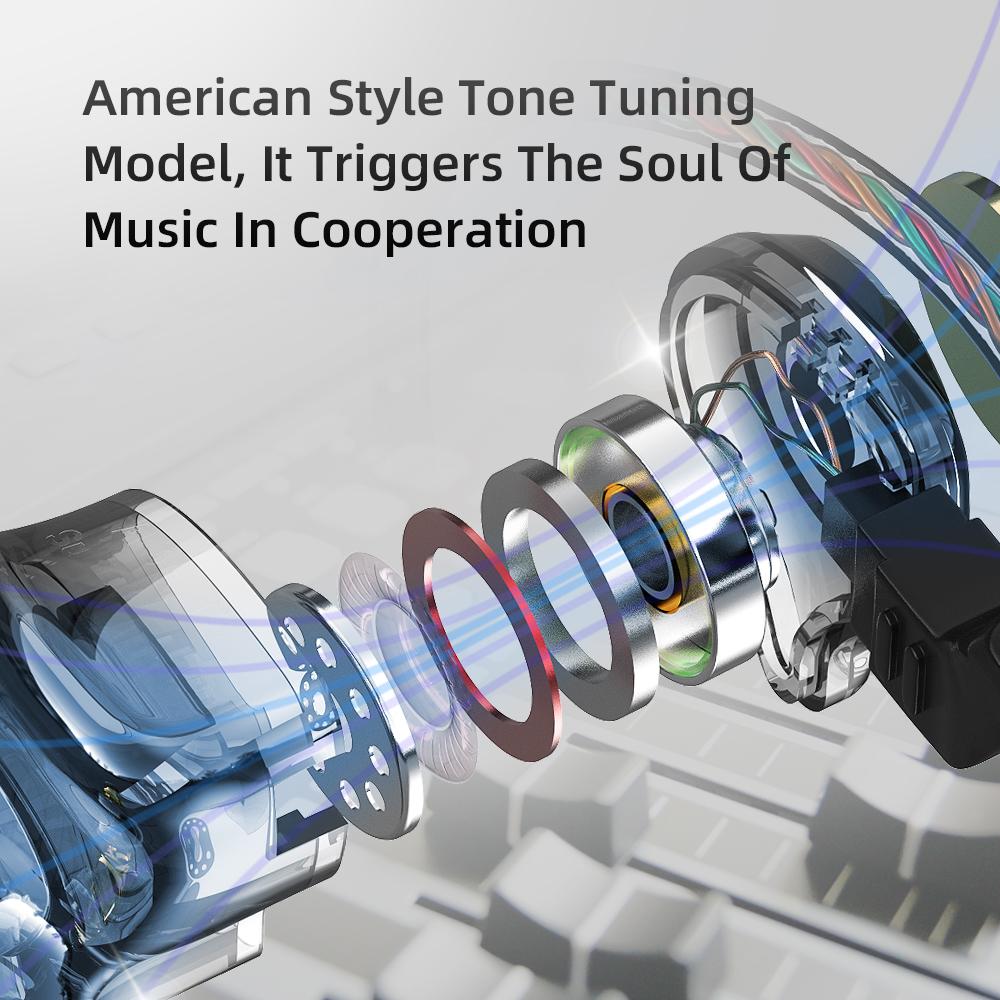 QKZ AK3 FiLe Wired Earphone with Microphone HiFi Music Monitor Bass Headphones Noise Cancelling Headset For Sport Gaming Earbuds