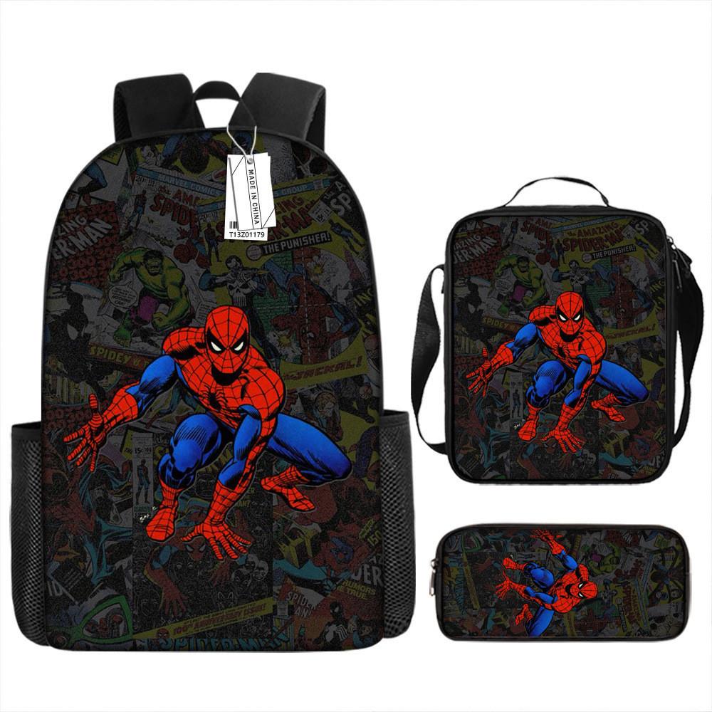 Spiderman School Backpack Set With Oxford Fabric Breathable Waterproof For Kids