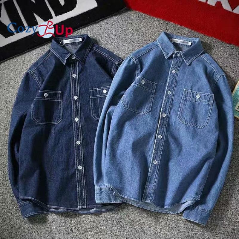 Мужская джинсовая рубашка узкого кроя с длинными рукавами Cosy Up