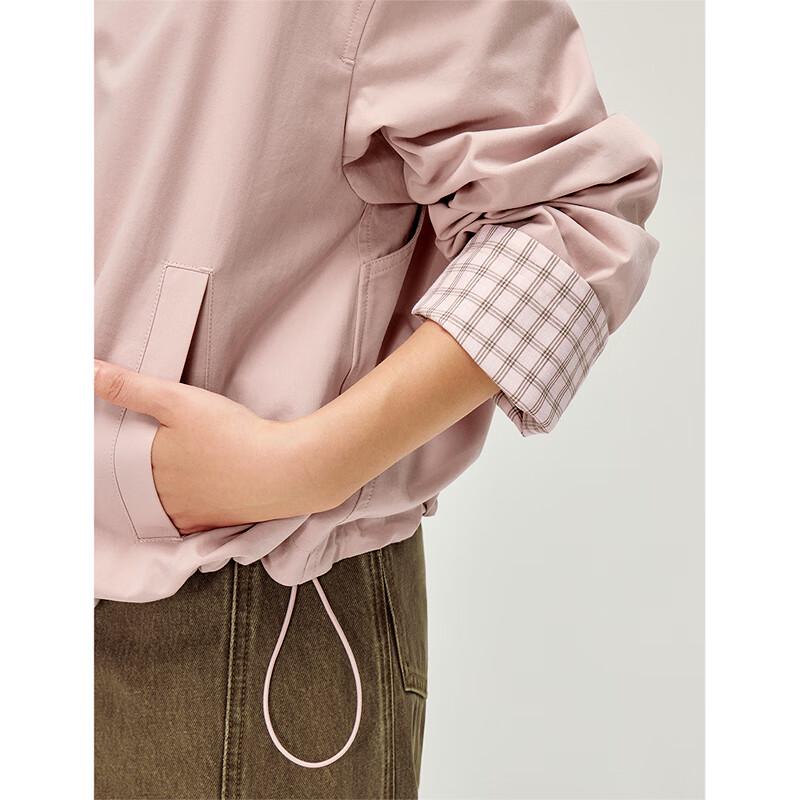 INMAN Women's Retro Lapel Plaid Sleeve Jacket