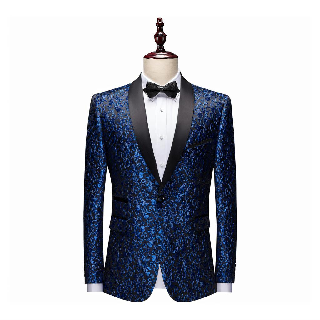 Мужские пиджаки жаккардовый костюм многоцветный тонкий выпускной свадебный сценический костюм