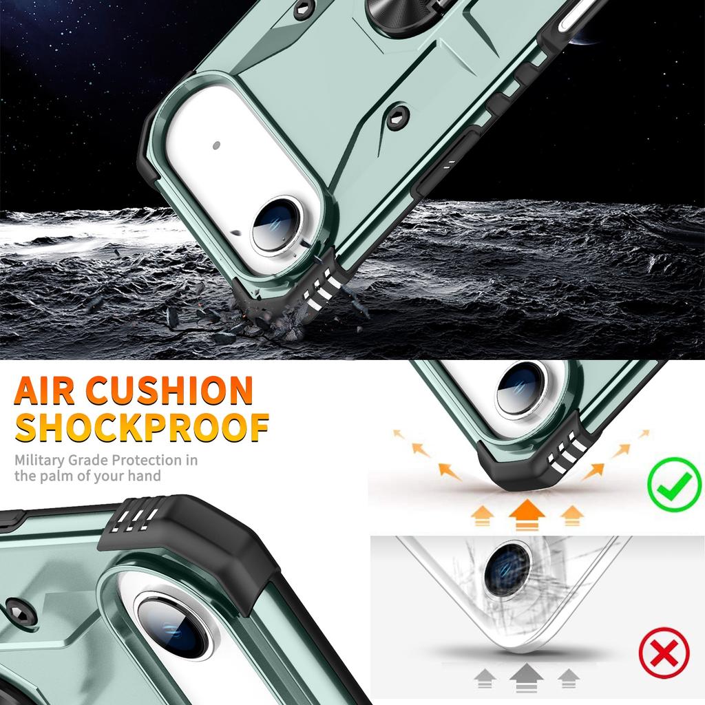 Для iPhone 17 Air Чехол ПК+ТПУ Противоударный Чехол для Телефона с Кольцом-Подставкой