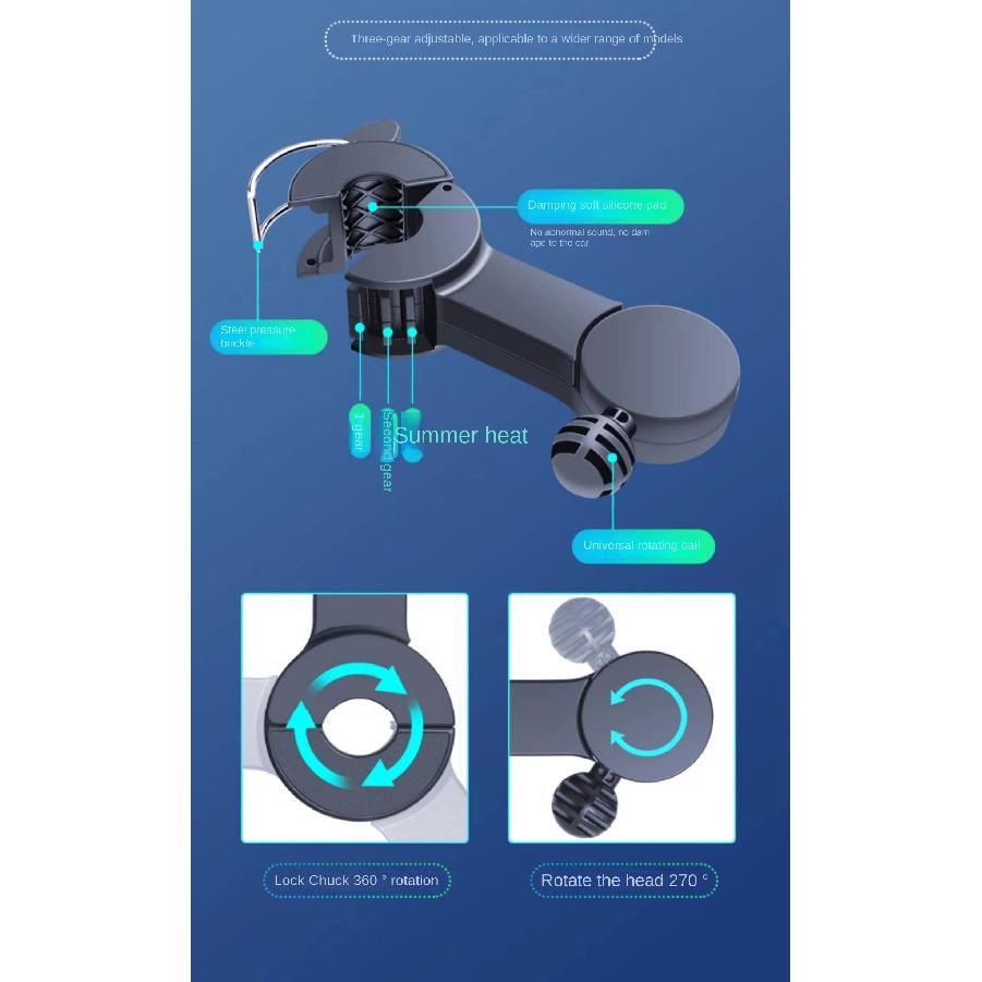 Car mounted rear electric fan with USB interface for car use, 12V 24V, large truck interior, rear seats, silent and powerful