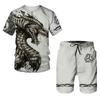 Dragon Pattern 3D Print Men's T-shirt Sets Summer Casual Round Neck T-Shirt Shorts Two Piece Set Trend Man Clothing Pullover