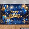 2D Plane Golden Glitter Birthday Happy Background Cloth with Dark Blue Heart Patternzyc