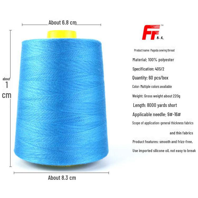 402 High-Speed Polyester Sewing Thread, 8000 Yards, Black & White for Industrial Sewing Machines