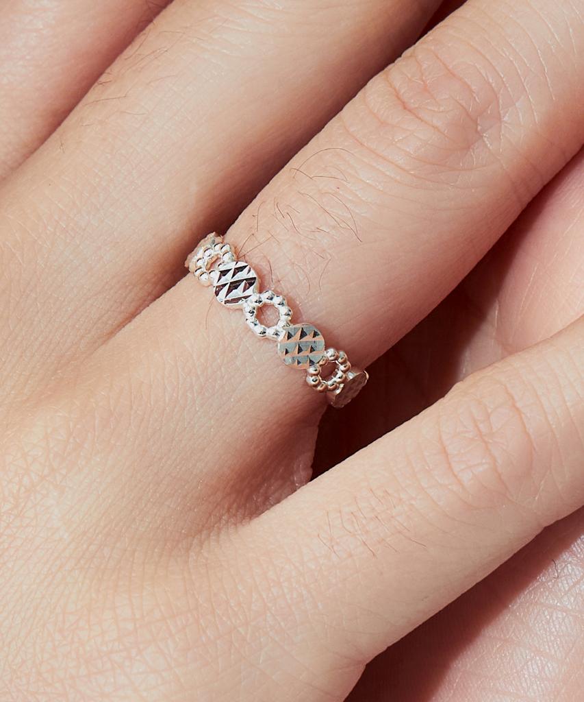 Helene Jewelry Кольцо для девушки из стерлингового серебра 925 пробы с линейным узором и шариком (Тип А)