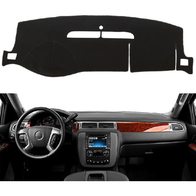 Dash Cover Mat Fit For 2007-2014 Chevy Tahoe Avalanche Suburban GMC Yukon/2007-2013 Silverado LTZ GMC Sierra SLT,Dashboard Cover Carpet Pad W/O Dash