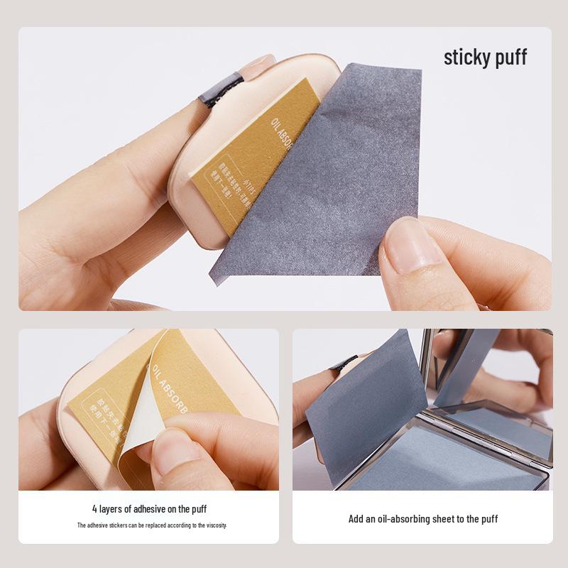 GECOMO Портативная матирующая бумага с пуховкой и зеркальцем