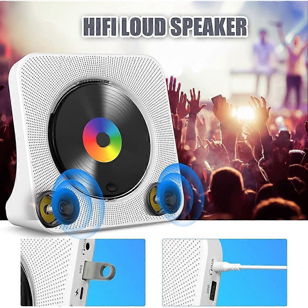 Портативный CD-плеер Bluetooth Настольный CD-плеер для дома с таймером Встроенные Hi-Fi динамики с ЖК-экраном Радио