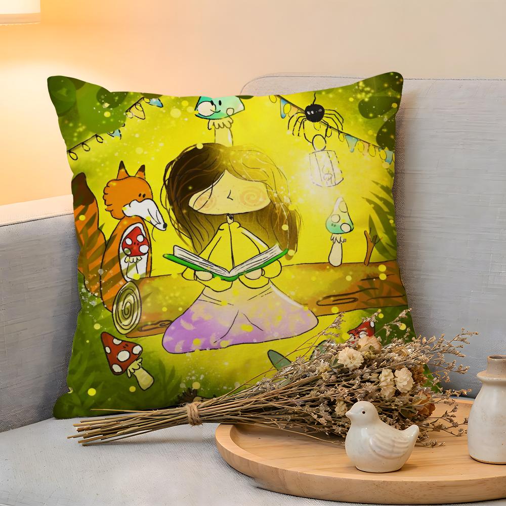 Cushion Cover Linen SkinFriendly Soft Decorative Case For Sofa Home Decor Kwaii Anime Cute MyMymyberries Art Pillow cover