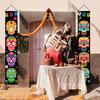 1 Pair Halloween Banner Spooky Skull Pattern Halloween Door Couplets Festival Flag for Home Party Decoration