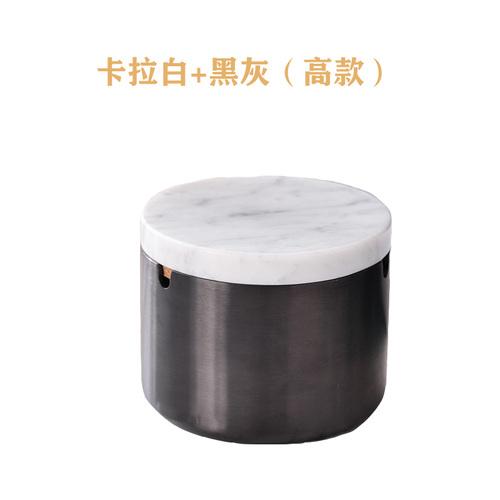 BREuropean Style Marble Alloy Ashtray with Lid Anti Fly Ash Luxury Stainless Steel Car Brass Color Multifunctional Ashtray DecorEY