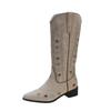 2025 Autumn and Winter New Retro Embroidered Pointed Thick Heel Western Cowboy Boots V-mouth Versatile Casual Knight Xu Boots Women