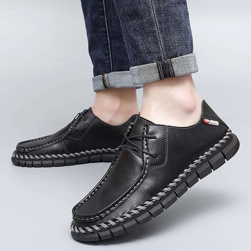 New Handmade Leather Men Shoes Casual Comfortable Men Loafers Leather Shoes Men Flats Hot Sale Outdoor Walking Shoes