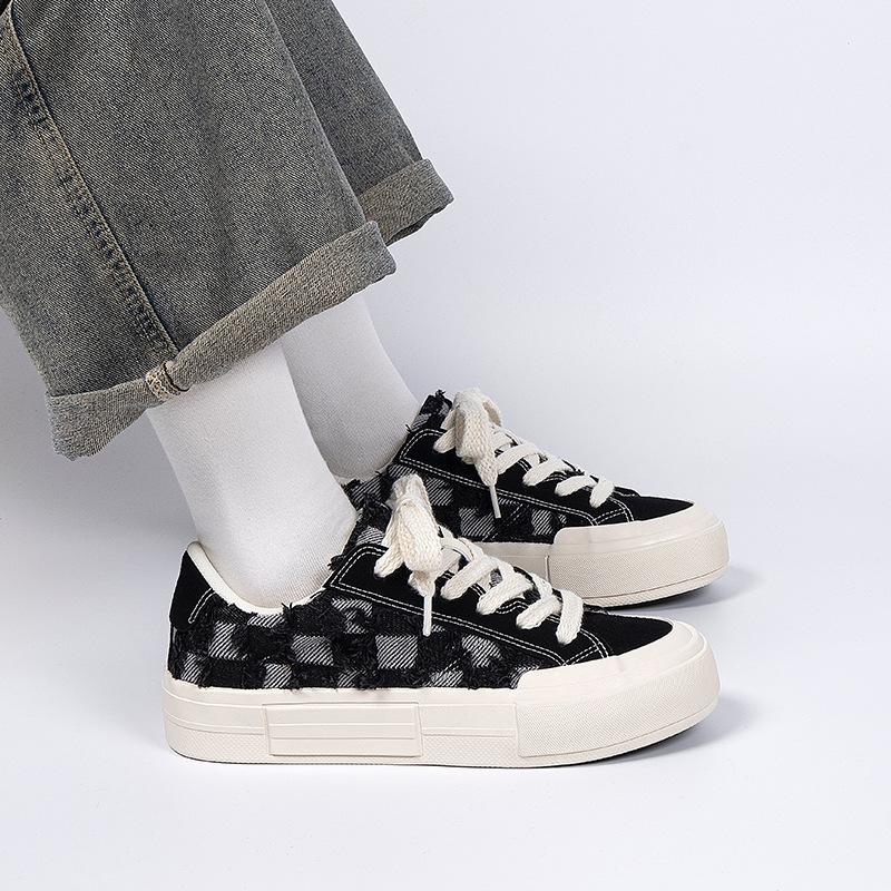 Глобальные парусиновые туфли мужские осенние HQDO-12 хулиганские красивые мужские туфли тренд универсальные толстая подошва увеличивающие рост повседневные кеды