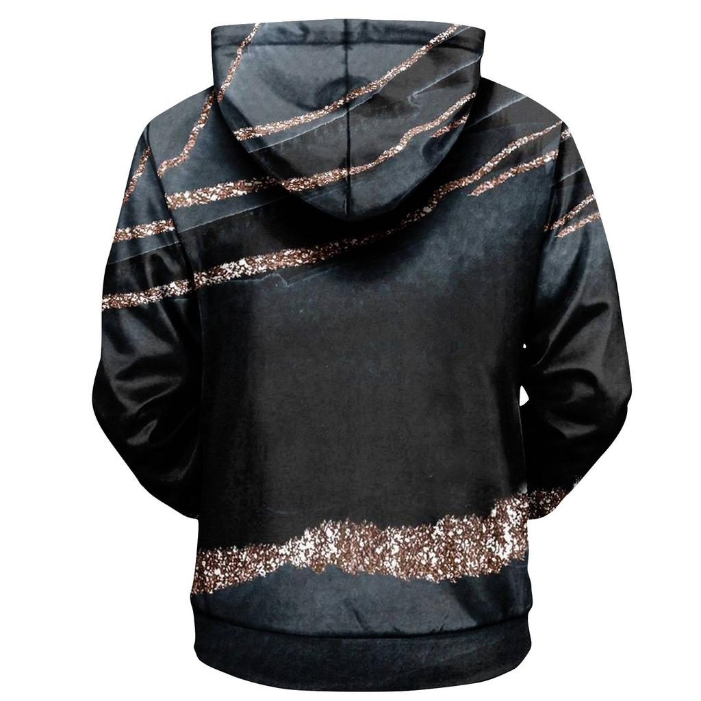 Men's Print Plush Warm Coat Fleece Sweater Casual Coat Pocket Sweater Autumn Winter Coat