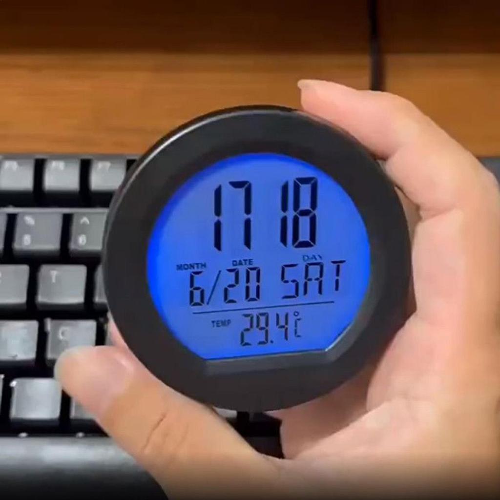 Car Digital Clock Solar Powered Clock Date Week Clock Car Interior Backlit Clock With Temperature Display Car Interior Accessory