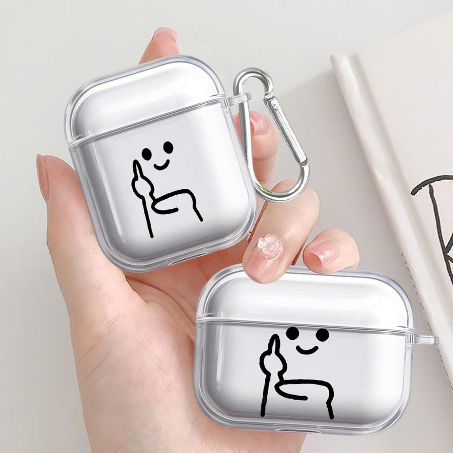 Милый чехол с фигурками и жестами для Airpods 4 Pro3 2 Pro2 3 Pro 1 Прозрачный чехол-крышка для наушников