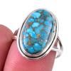 Кольцо из чистого серебра 925 пробы с натуральным бирюзовым медным камнем S.7 N5U56