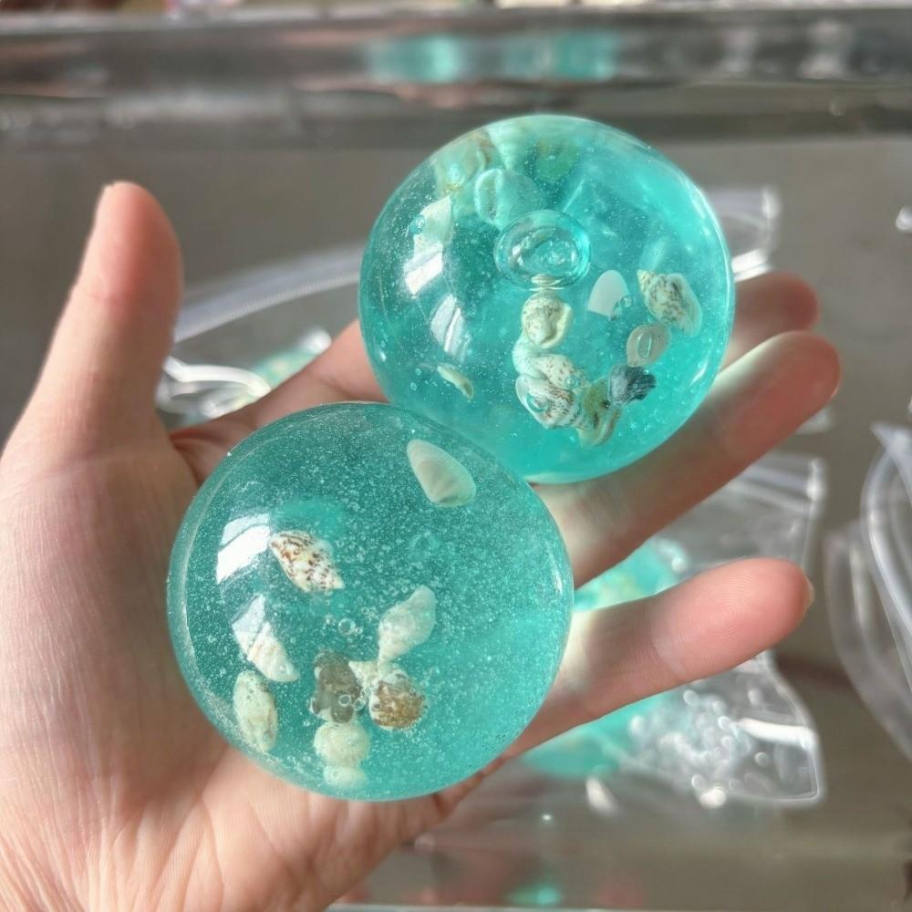Transparent Ocean Sensory Fidget Toy Cube Shape Stress Relief Ball for Table Decoration