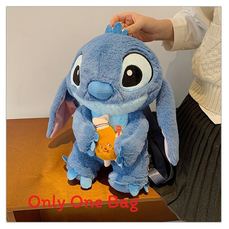 Soft Girls Cartoon Plush Backpack With Zipper Closure For Travel Casual