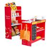 VEVOR Kids Grocery Store Playset, Wooden Play Store with Shopping Bag, Kids Supermarket Pretend Play Toy Set with Conveyor Belt, Scanner