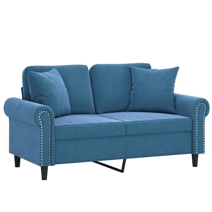 Maison Exclusive - Canapé 2 places avec oreillers décoratifs bleu 120 cm velours