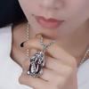 Vintage Copper PiXiu Pendant Necklace With Garnet Stone Men Women Boho Retro Statement Jewelry