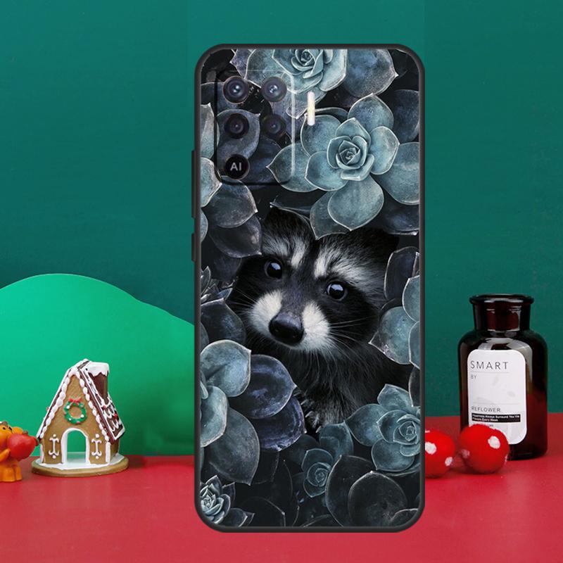 Cute Raccoon Case For Oppo A5 A6 Pro A15 A18 A38 A58 A78 A98 A54 A74 A94 A17 A57 A80 A60 A40 A16 A76 A96