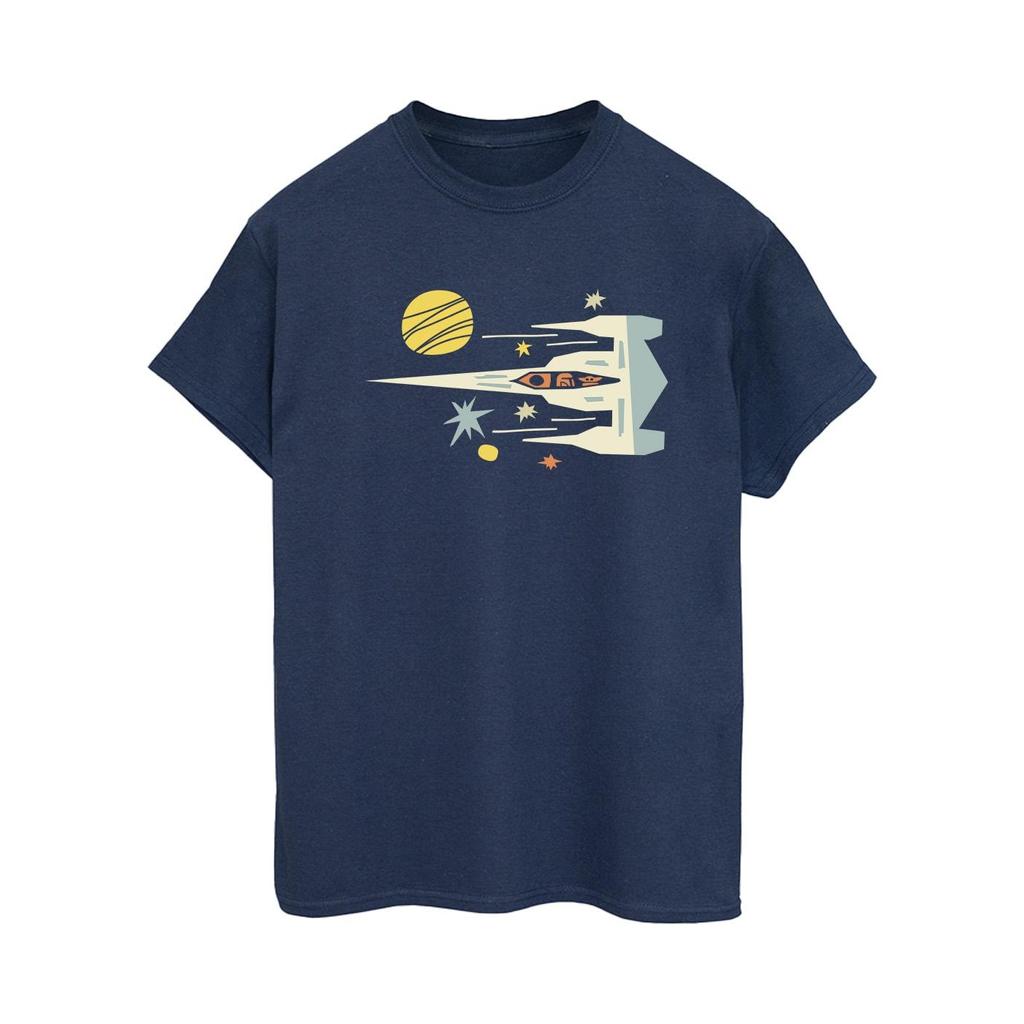 Star Wars Womens/Ladies The Mandalorian Cutout Ship Cotton Boyfriend T-Shirt