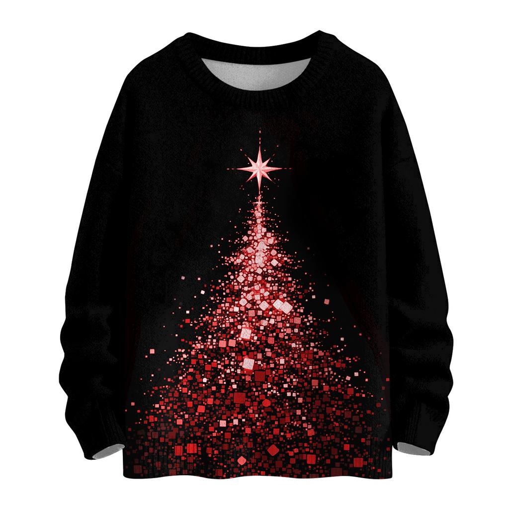 Women's Casual Long Sleeve Woolen Christmas Sweatshirt Fall  Vacation Long Sleeve Pullover