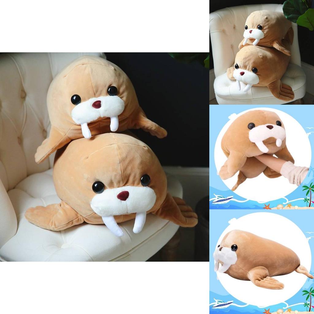 Мягкая плюшевая набивная игрушка Морж подушка для декора спальни или офиса