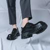 Dress Shoes Men PU Big Head Thick Sole Wear-resistant Casual Leather Shoes Business Fashion Derby Shoes Sizes 38-45 Men Shoes