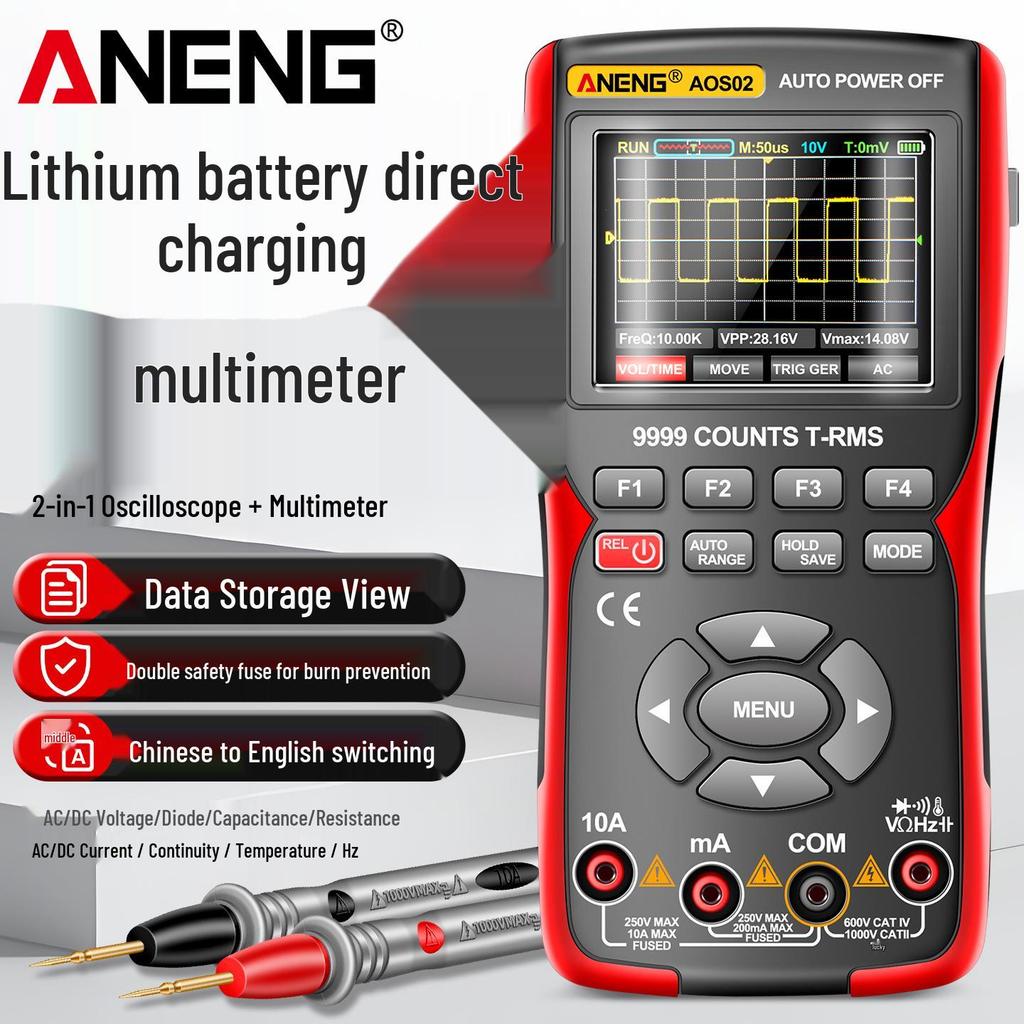 ANENG AOS02 Handheld Smart Digital Oscilloscope & Multimeter with Anti-Burn Protection and High-Precision Multifunctional Color Screen