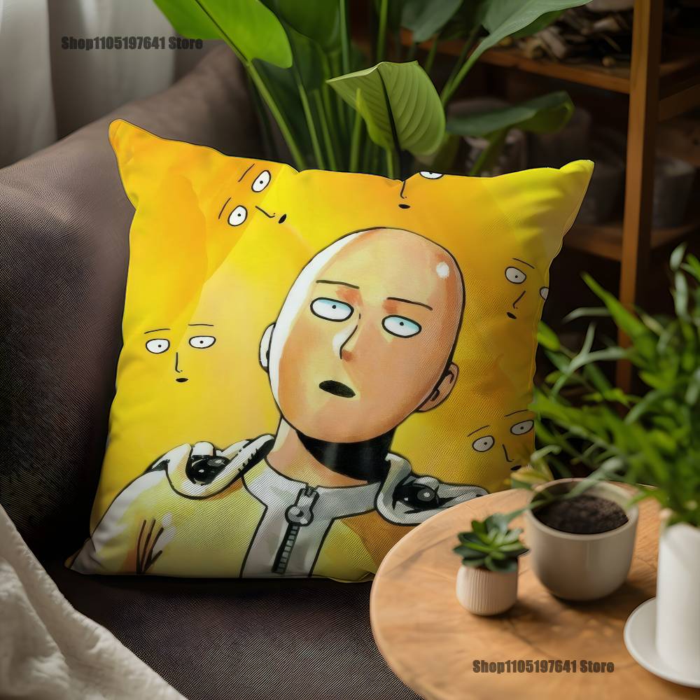 Наволочка для подушки с изображением Сайтамы из One-Punch Man для декора дивана, автомобиля, офиса, комнаты, печатная наволочка, декоративные элементы и защита