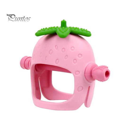 Игрушка для прорезывания зубов у детей от 0 до 24 месяцев. Облегчает боль в деснах с помощью прорезывателя в форме клубники. Пищевой силикон. Легко моется. Игрушка-поезд для облегчения прорезывания зубов.