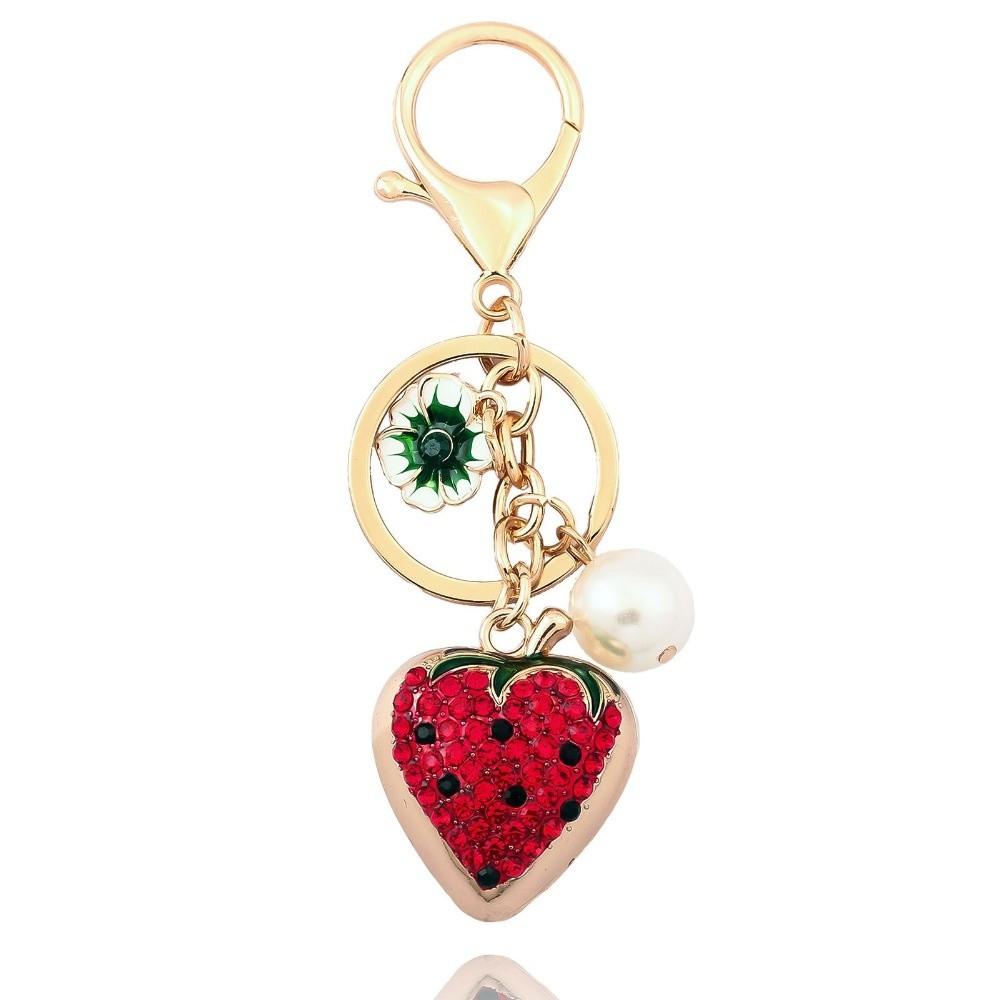 Cartoon Simulation Fruit Keychain Heart Shape Bag Charms Fruit Bag Pendant Keychain Bag Decoration