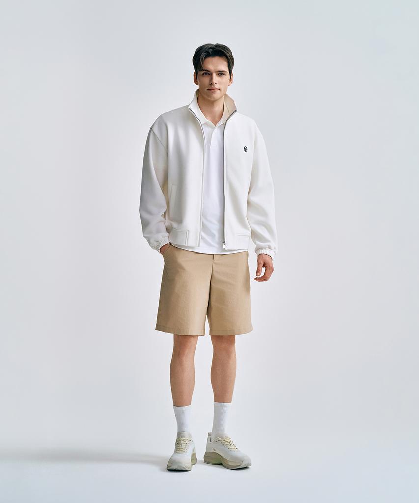 Sergio Tacchini M Pique Jersey Bomber Jacket (Ivory)