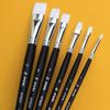 JOWOART черный короткий стержень белый нейлоновый волос плоская головка 6 шт кисть для рисования гуашь акварель акрил масляная живопись набор художественных инструментов принадлежности