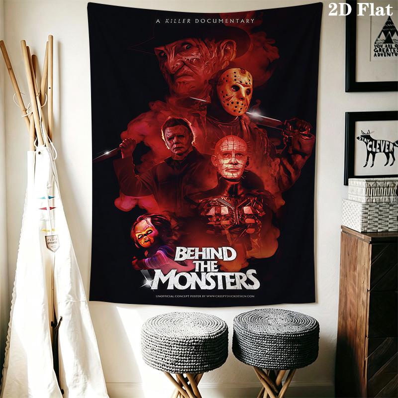 Freddy Vs Jason Horror Icons Tapestry Tapestry Wallmounted Fashion Print Background Wall Hanging Cloth Home Decor Homestay Soft Decoration Tapestry